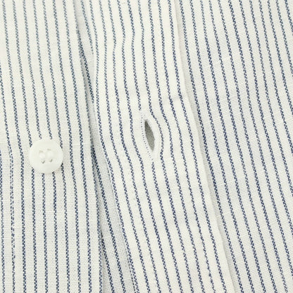 【中古】バナナリパブリック Banana Republic リネンコットン ストライプ 半袖シャツ ホワイトxネイビー【サイズL】【 状態ランクB 】【 メンズ 】