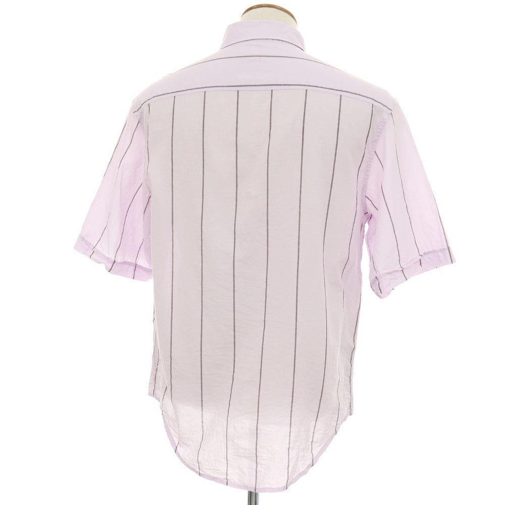 【中古】バナナリパブリック Banana Republic コットン ストライプ ボタンダウン 半袖シャツ ラベンダーxブラウン【サイズM】【 状態ランクB 】【 メンズ 】