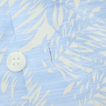 【中古】バナナリパブリック Banana Republic コットン ボタニカル柄 プリント オープンカラー 半袖シャツ ライトブルーxベージュ【サイズL】【 状態ランクB 】【 メンズ 】