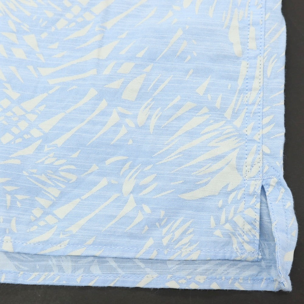 【中古】バナナリパブリック Banana Republic コットン ボタニカル柄 プリント オープンカラー 半袖シャツ ライトブルーxベージュ【サイズL】【 状態ランクB 】【 メンズ 】