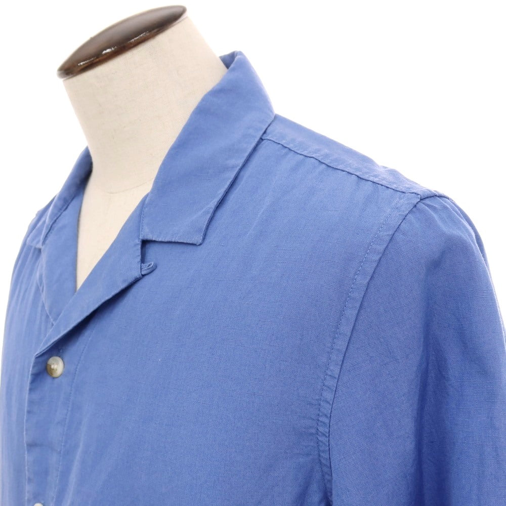 【中古】バナナリパブリック Banana Republic リヨセルリネン オープンカラー 半袖シャツ ブルー【サイズL】【 状態ランクB 】【 メンズ 】