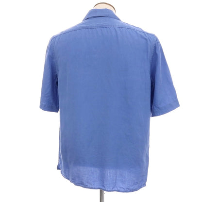 【中古】バナナリパブリック Banana Republic リヨセルリネン オープンカラー 半袖シャツ ブルー【サイズL】【 状態ランクB 】【 メンズ 】