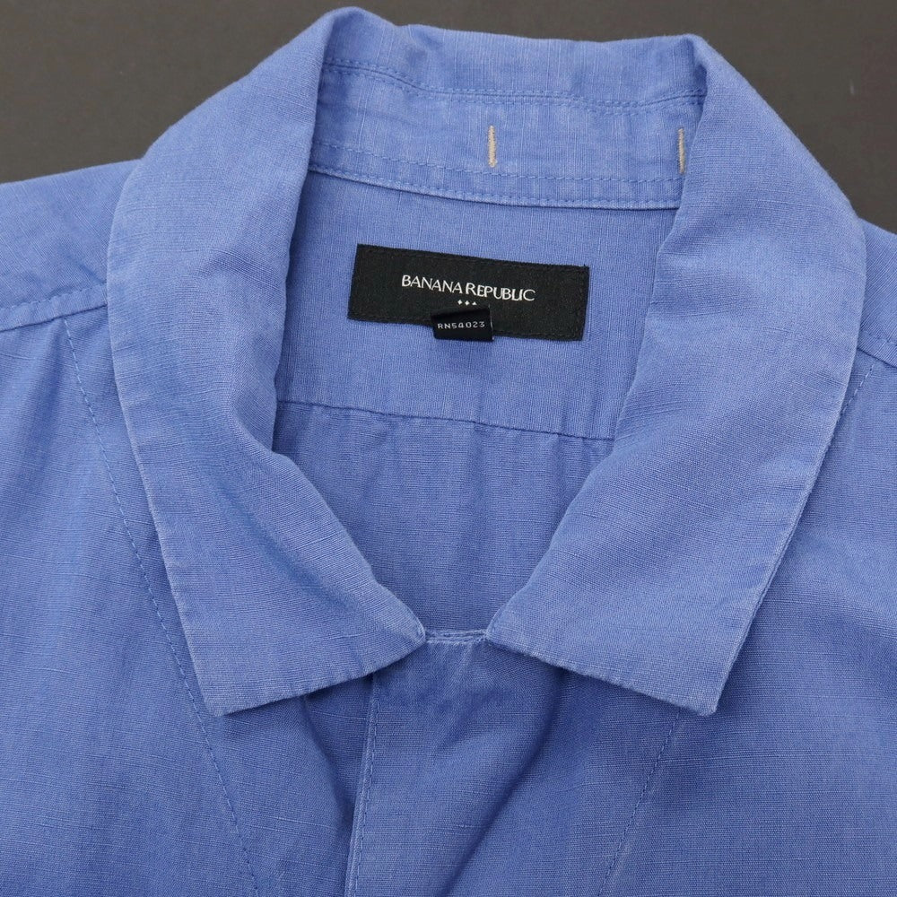 【中古】バナナリパブリック Banana Republic リヨセルリネン オープンカラー 半袖シャツ ブルー【サイズL】【 状態ランクB 】【 メンズ 】