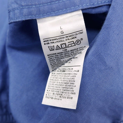 【中古】バナナリパブリック Banana Republic リヨセルリネン オープンカラー 半袖シャツ ブルー【サイズL】【 状態ランクB 】【 メンズ 】