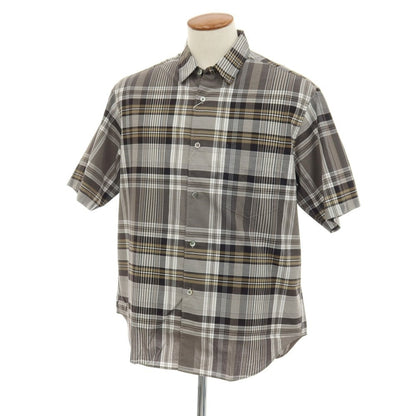 【中古】【未使用】ビューティアンドユースユナイテッドアローズ BEAUTY&amp;YOUTH UNITED ARROWS コットン チェック 半袖シャツ ウォームグレーxアッシュブラウン【サイズM】【 状態ランクS 】【 メンズ 】