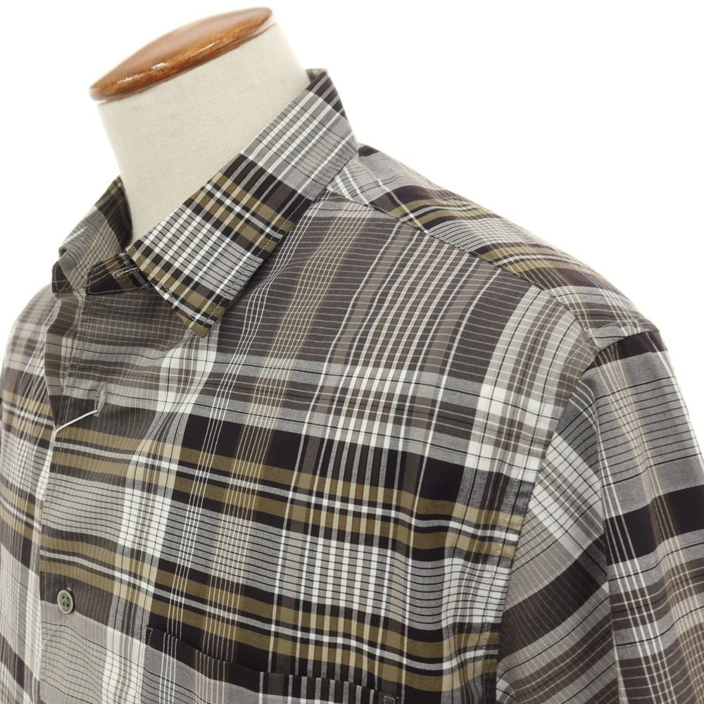 【中古】【未使用】ビューティアンドユースユナイテッドアローズ BEAUTY&amp;YOUTH UNITED ARROWS コットン チェック 半袖シャツ ウォームグレーxアッシュブラウン【サイズM】【 状態ランクS 】【 メンズ 】