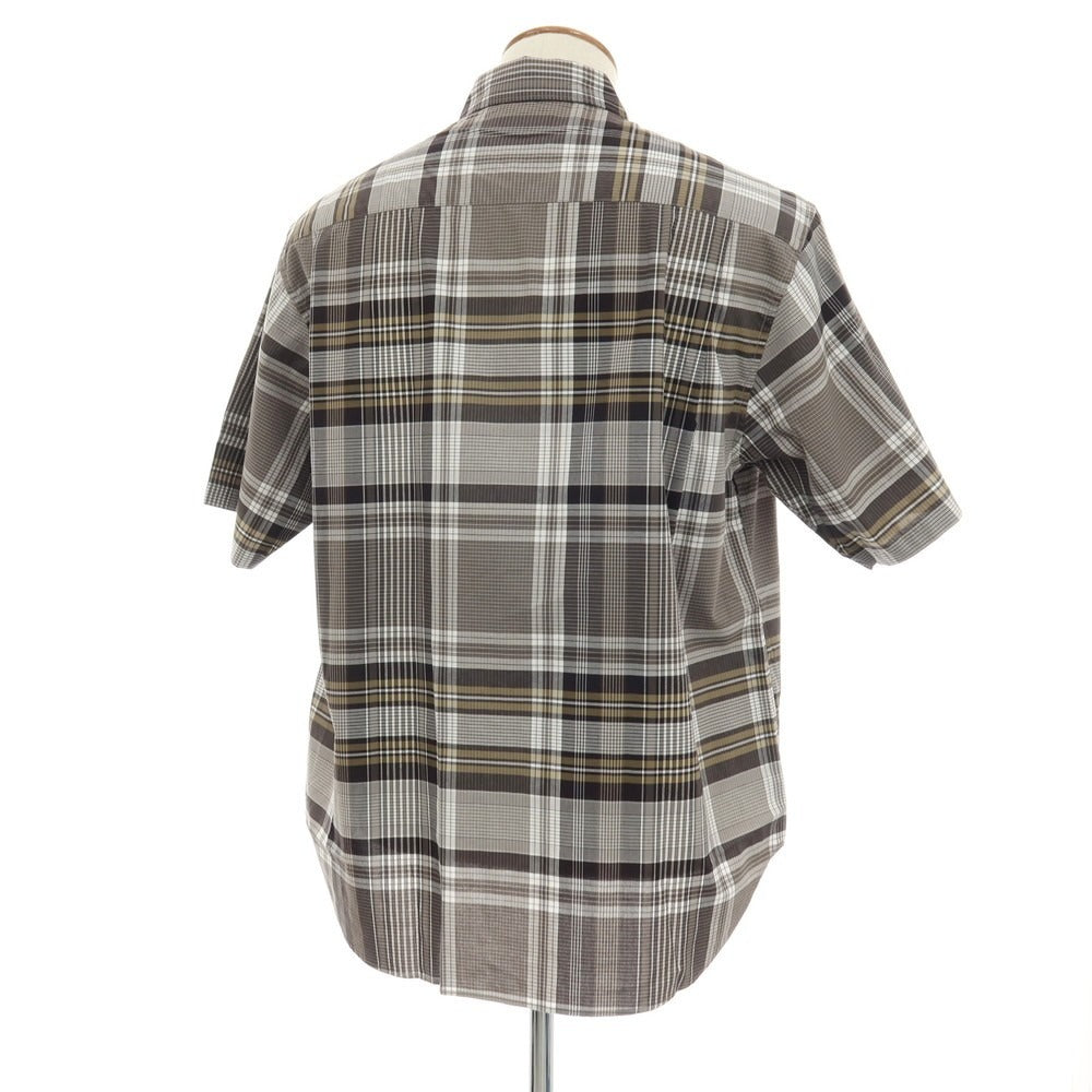 【中古】【未使用】ビューティアンドユースユナイテッドアローズ BEAUTY&amp;YOUTH UNITED ARROWS コットン チェック 半袖シャツ ウォームグレーxアッシュブラウン【サイズM】【 状態ランクS 】【 メンズ 】