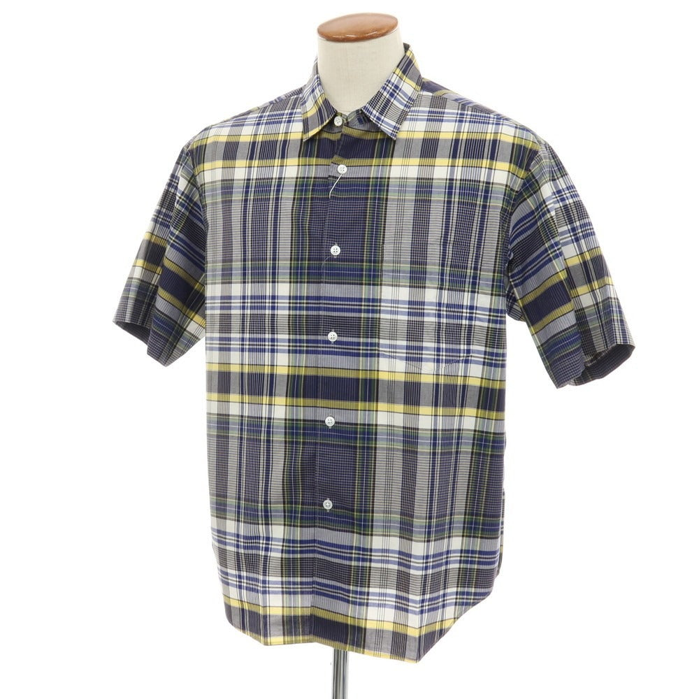 【中古】【未使用】ビューティアンドユースユナイテッドアローズ BEAUTY&amp;YOUTH UNITED ARROWS コットン チェック 半袖シャツ ネイビーxホワイト【サイズM】【 状態ランクS 】【 メンズ 】