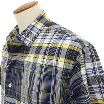 【中古】【未使用】ビューティアンドユースユナイテッドアローズ BEAUTY&amp;YOUTH UNITED ARROWS コットン チェック 半袖シャツ ネイビーxホワイト【サイズM】【 状態ランクS 】【 メンズ 】