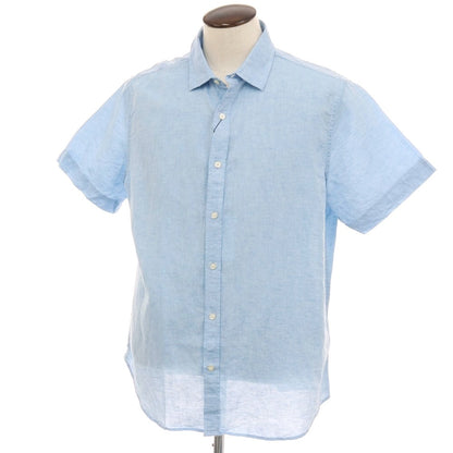【中古】【未使用】バナナリパブリック Banana Republic リネンコットン 半袖シャツ ライトブルー【サイズL】【 状態ランクS 】【 メンズ 】