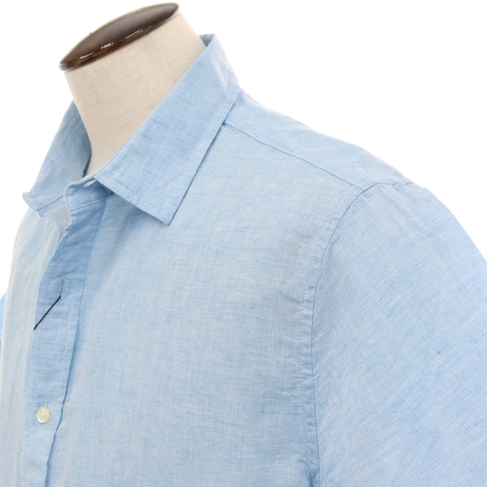 【中古】【未使用】バナナリパブリック Banana Republic リネンコットン 半袖シャツ ライトブルー【サイズL】【 状態ランクS 】【 メンズ 】