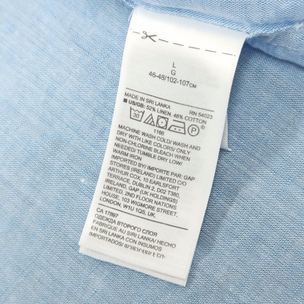 【中古】【未使用】バナナリパブリック Banana Republic リネンコットン 半袖シャツ ライトブルー【サイズL】【 状態ランクS 】【 メンズ 】