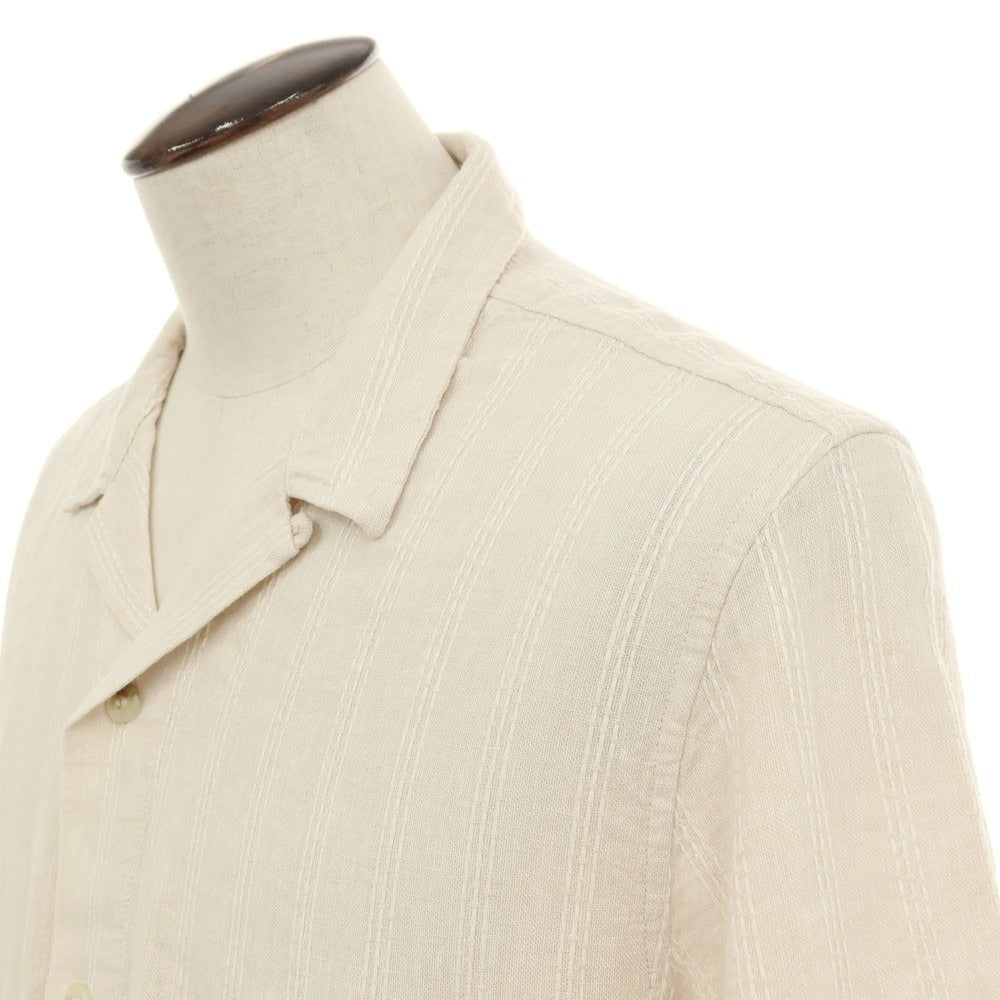 【中古】【未使用】バナナリパブリック Banana Republic リネンレーヨン ストライプ オープンカラー 半袖シャツ ベージュ【サイズL】【 状態ランクS 】【 メンズ 】