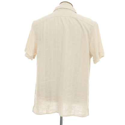 【中古】【未使用】バナナリパブリック Banana Republic リネンレーヨン ストライプ オープンカラー 半袖シャツ ベージュ【サイズL】【 状態ランクS 】【 メンズ 】