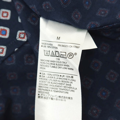 【中古】【未使用】バナナリパブリック Banana Republic コットン 小紋柄 プリント ボタンダウン 半袖シャツ ネイビー【サイズM】【 状態ランクS 】【 メンズ 】