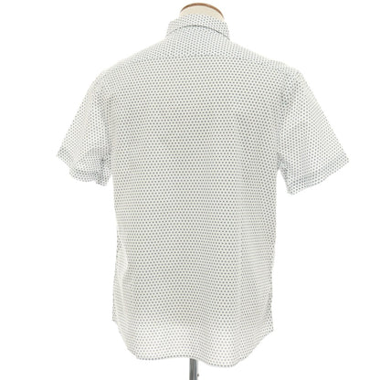 【中古】【未使用】バナナリパブリック Banana Republic コットン 花小紋調 プリント ボタンダウン 半袖シャツ ホワイトxネイビー【サイズM】【 状態ランクS 】【 メンズ 】