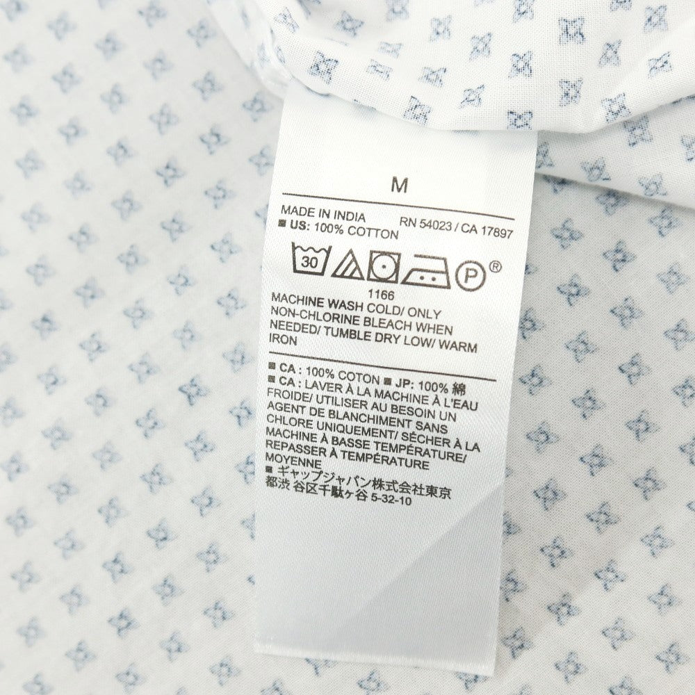 【中古】【未使用】バナナリパブリック Banana Republic コットン 花小紋調 プリント ボタンダウン 半袖シャツ ホワイトxネイビー【サイズM】【 状態ランクS 】【 メンズ 】