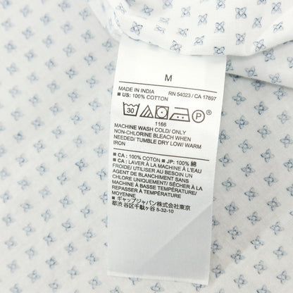 【中古】【未使用】バナナリパブリック Banana Republic コットン 花小紋調 プリント ボタンダウン 半袖シャツ ホワイトxネイビー【サイズM】【 状態ランクS 】【 メンズ 】
