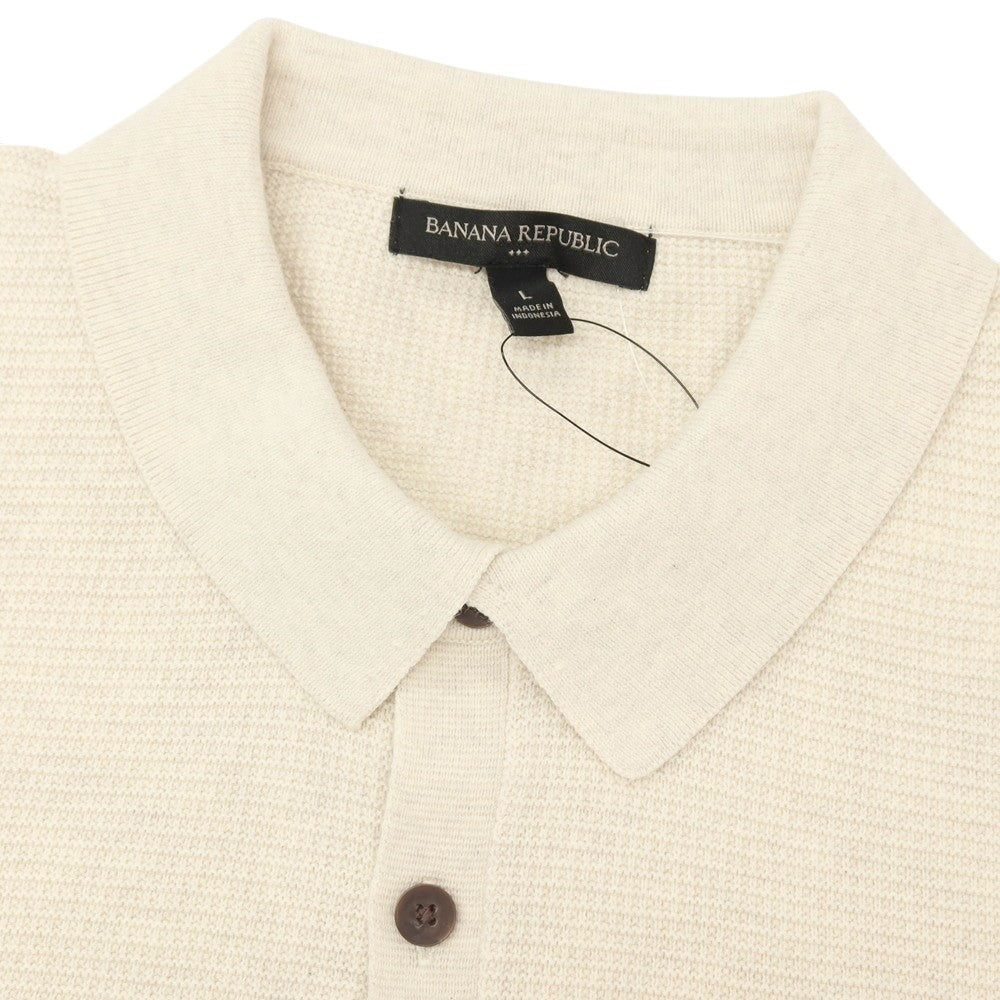 【中古】【未使用】バナナリパブリック Banana Republic コットン 半袖 ポロニット オートミール【サイズL】【 状態ランクS 】【 メンズ 】