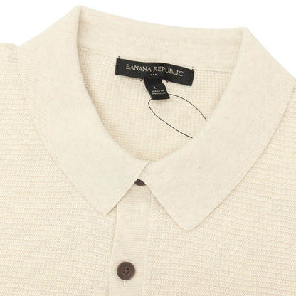 【中古】【未使用】バナナリパブリック Banana Republic コットン 半袖 ポロニット オートミール【サイズL】【 状態ランクS 】【 メンズ 】