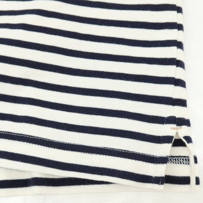 【中古】バナナリパブリック Banana Republic コットン ボーダー スキッパー 半袖ポロシャツ ネイビーxホワイト【サイズL】【 状態ランクB 】【 メンズ 】