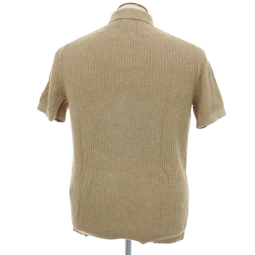 【中古】バナナリパブリック Banana Republic オーガニックコットン ニット 半袖 カーディガン サンデッドカーキ【サイズL】【 状態ランクB 】【 メンズ 】