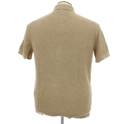 【中古】バナナリパブリック Banana Republic オーガニックコットン ニット 半袖 カーディガン サンデッドカーキ【サイズL】【 状態ランクB 】【 メンズ 】