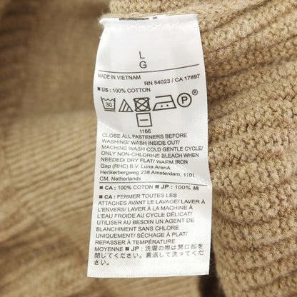 【中古】バナナリパブリック Banana Republic オーガニックコットン ニット 半袖 カーディガン サンデッドカーキ【サイズL】【 状態ランクB 】【 メンズ 】