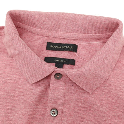 【中古】バナナリパブリック Banana Republic NEW ORGANIC BRANDED PIQUE POLO コットンポリウレタン 半袖ポロシャツ ピンク【サイズL】【 状態ランクB 】【 メンズ 】