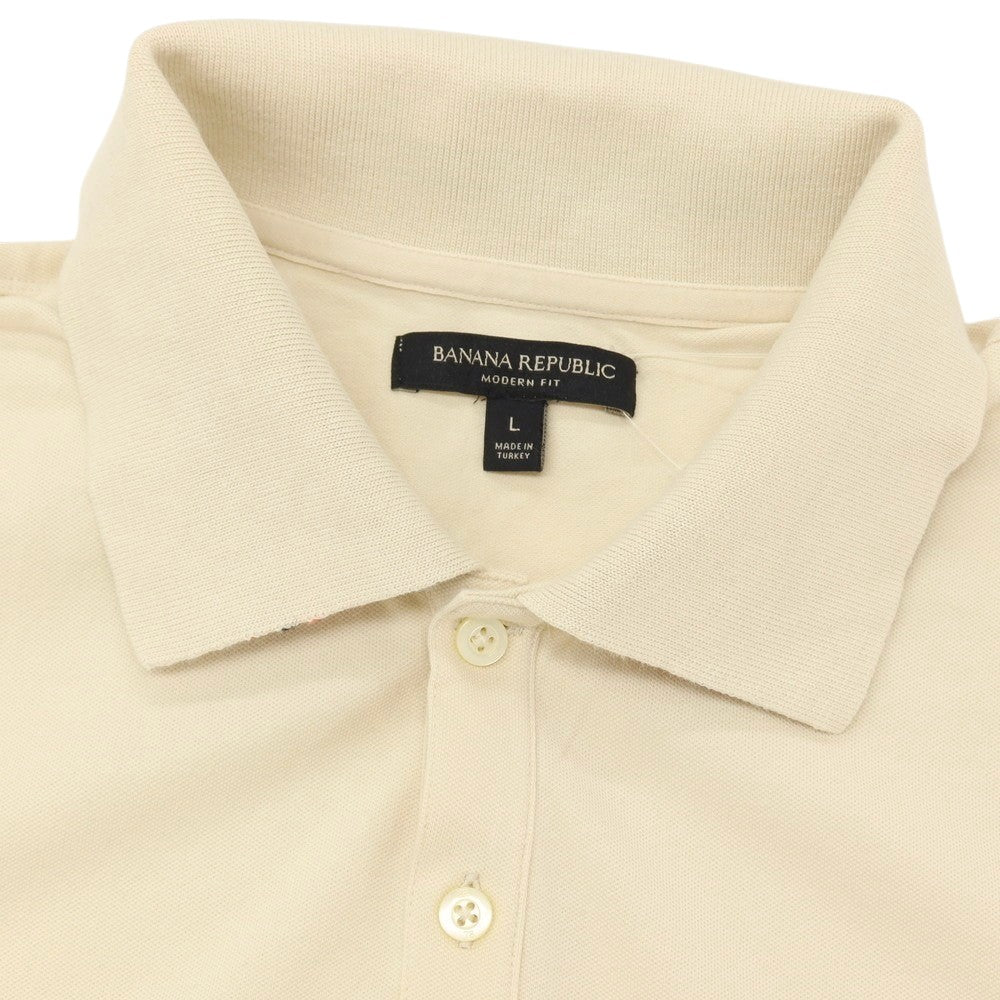 【中古】バナナリパブリック Banana Republic コットンポリウレタン 半袖ポロシャツ ベージュ【サイズL】【 状態ランクB 】【 メンズ 】