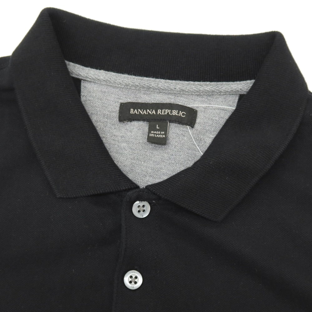 【中古】バナナリパブリック Banana Republic ST BRANDED PIQ コットンポリウレタン 半袖ポロシャツ ブラック【サイズL】【 状態ランクB 】【 メンズ 】