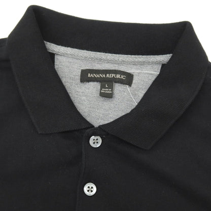 【中古】バナナリパブリック Banana Republic ST BRANDED PIQ コットンポリウレタン 半袖ポロシャツ ブラック【サイズL】【 状態ランクB 】【 メンズ 】