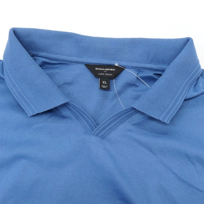 【中古】バナナリパブリック Banana Republic LUXE TOUCH コットン 襟付きVネック 半袖ポロシャツ ブルー【サイズXL】【 状態ランクB 】【 メンズ 】