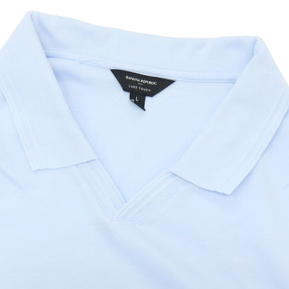 【中古】バナナリパブリック Banana Republic LUXE TOUCH コットン 襟付きVネック 半袖ポロシャツ ライトブルー【サイズL】【 状態ランクB 】【 メンズ 】
