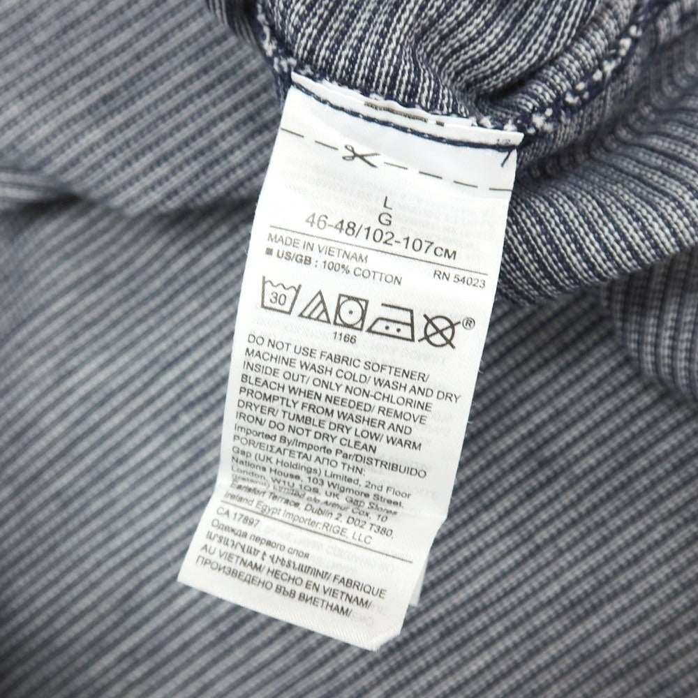 【中古】バナナリパブリック Banana Republic コットン ボーダー 半袖ポロシャツ ネイビーxホワイト【サイズL】【 状態ランクB 】【 メンズ 】