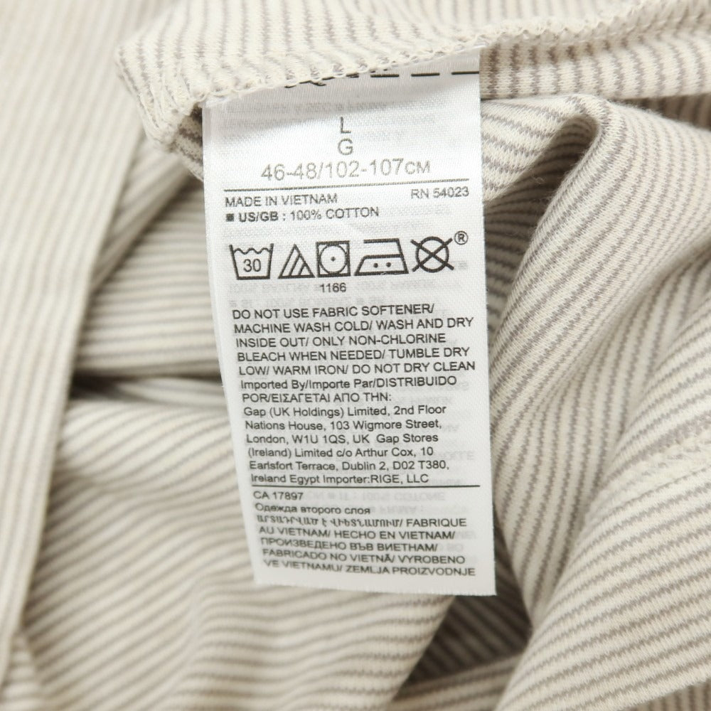 【中古】バナナリパブリック Banana Republic コットン ボーダー スキッパー 半袖ポロシャツ グレーxホワイト【サイズL】【 状態ランクB 】【 メンズ 】