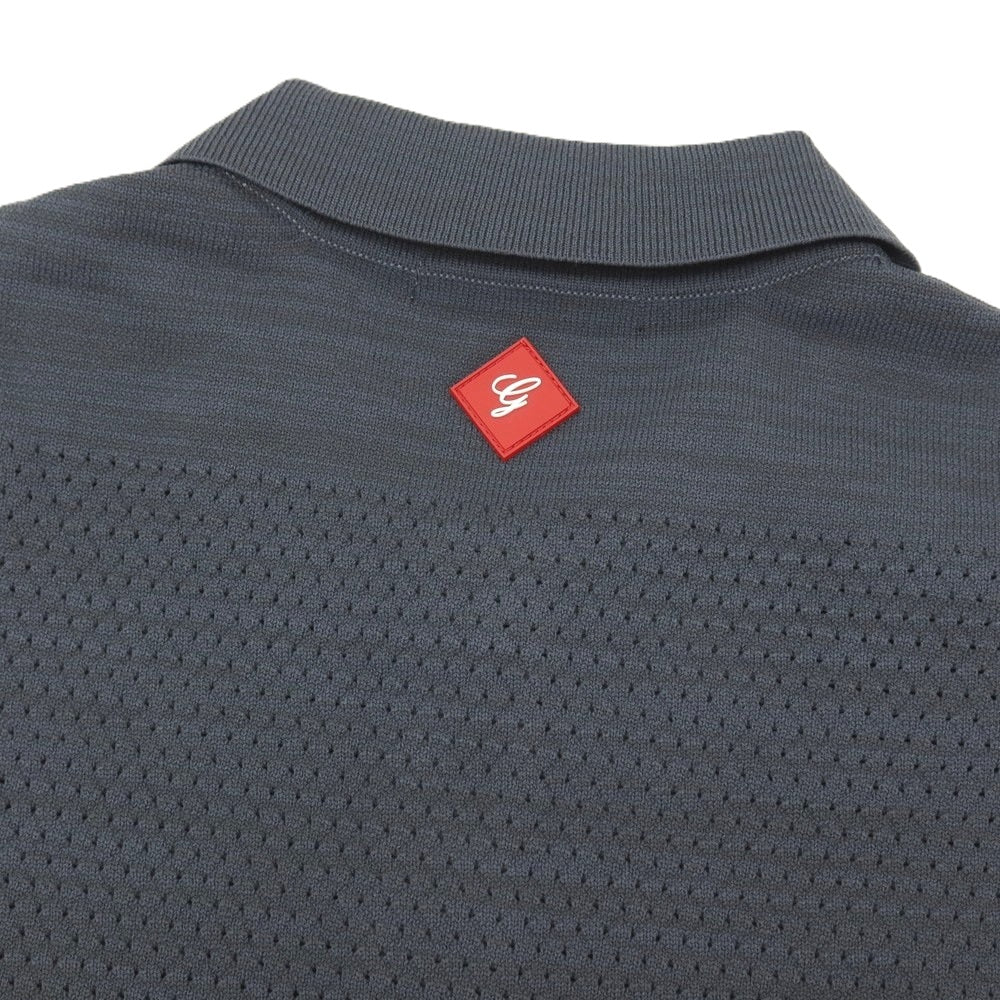 【中古】ジーステージ g-stage ポリエステル 切り替え編み 半袖 ポロニット グレー【サイズ48】【 状態ランクB 】【 メンズ 】