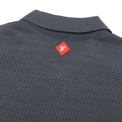 【中古】ジーステージ g-stage ポリエステル 切り替え編み 半袖 ポロニット グレー【サイズ48】【 状態ランクB 】【 メンズ 】