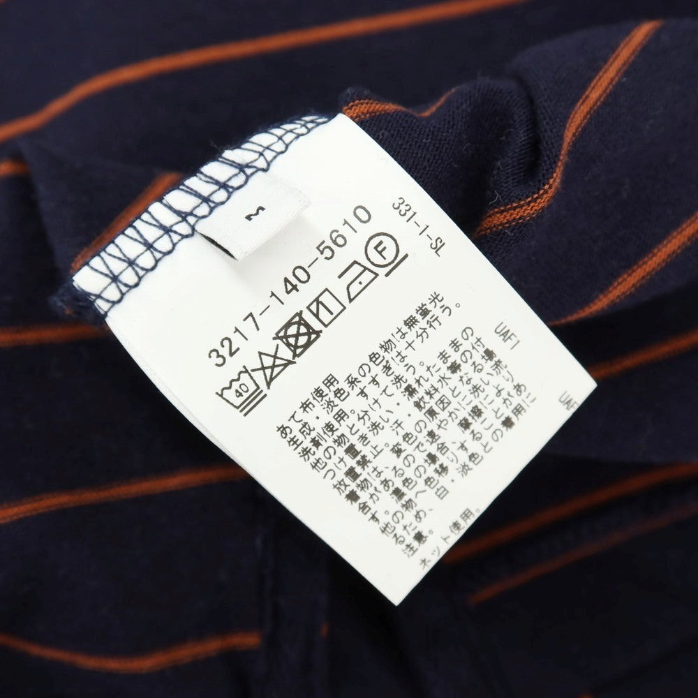 【中古】グリーンレーベルリラクシング green label relaxing コットン ボーダー ハーフジップ 半袖ポロシャツ ネイビーxオレンジブラウン【サイズM】【 状態ランクB 】【 メンズ 】