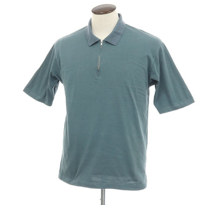 【中古】グリーンレーベルリラクシング green label relaxing コットン ハーフジップ 半袖ポロシャツ ダスティブルーグリーン系【サイズL】【 状態ランクB 】【 メンズ 】