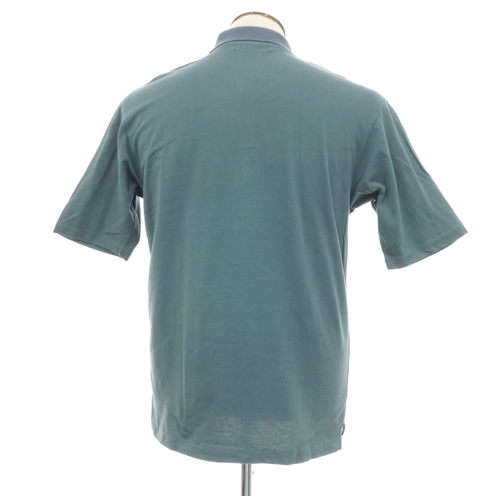【中古】グリーンレーベルリラクシング green label relaxing コットン ハーフジップ 半袖ポロシャツ ダスティブルーグリーン系【サイズL】【 状態ランクB 】【 メンズ 】