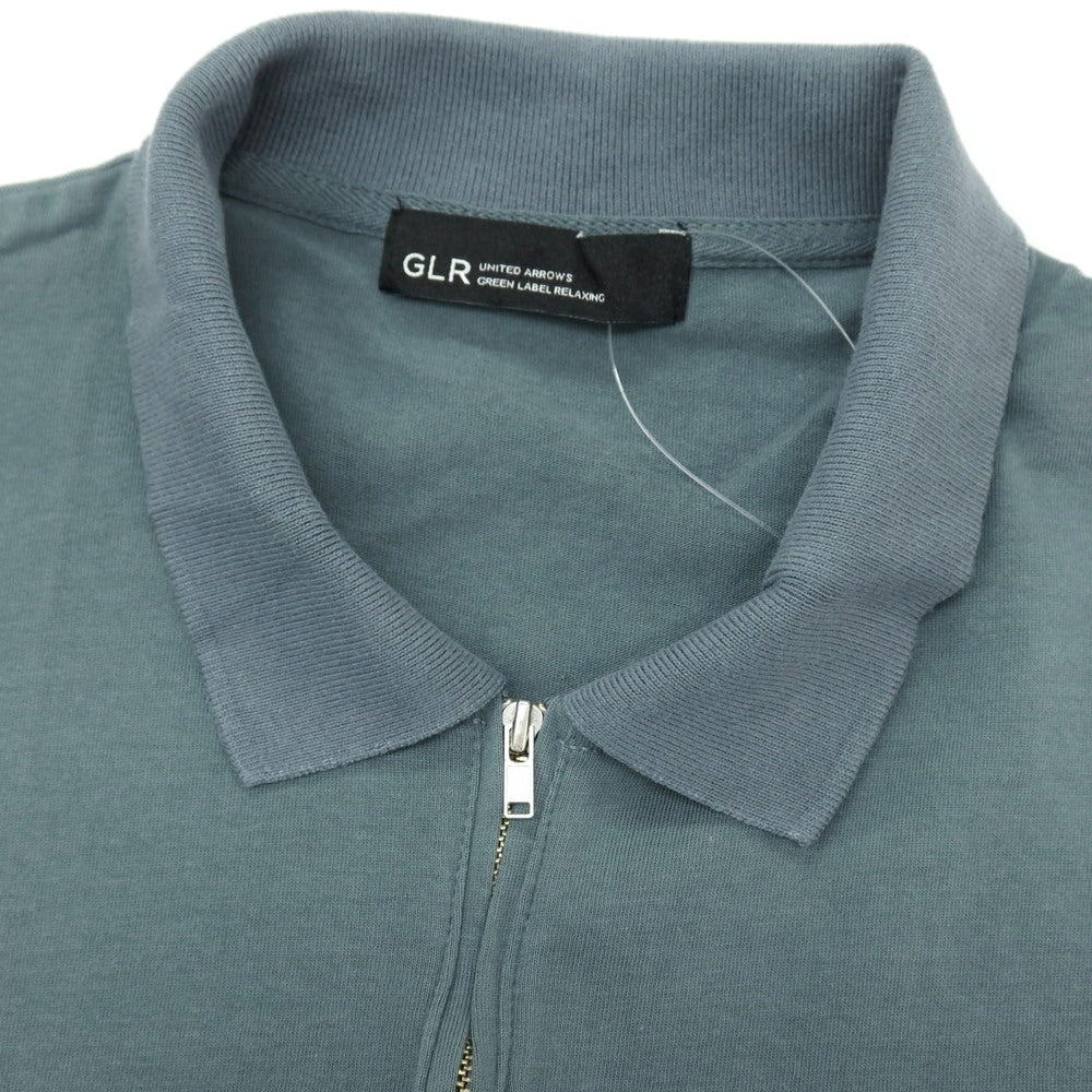 【中古】グリーンレーベルリラクシング green label relaxing コットン ハーフジップ 半袖ポロシャツ ダスティブルーグリーン系【サイズL】【 状態ランクB 】【 メンズ 】