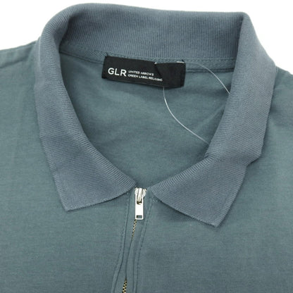 【中古】グリーンレーベルリラクシング green label relaxing コットン ハーフジップ 半袖ポロシャツ ダスティブルーグリーン系【サイズL】【 状態ランクB 】【 メンズ 】