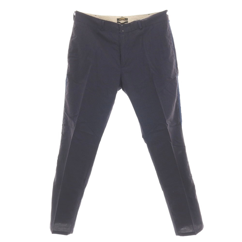 【中古】ディーゼル DIESEL Black Gold コットン ストライプ カジュアルスラックスパンツ ネイビー【サイズ32】【 状態ランクB 】【 メンズ 】