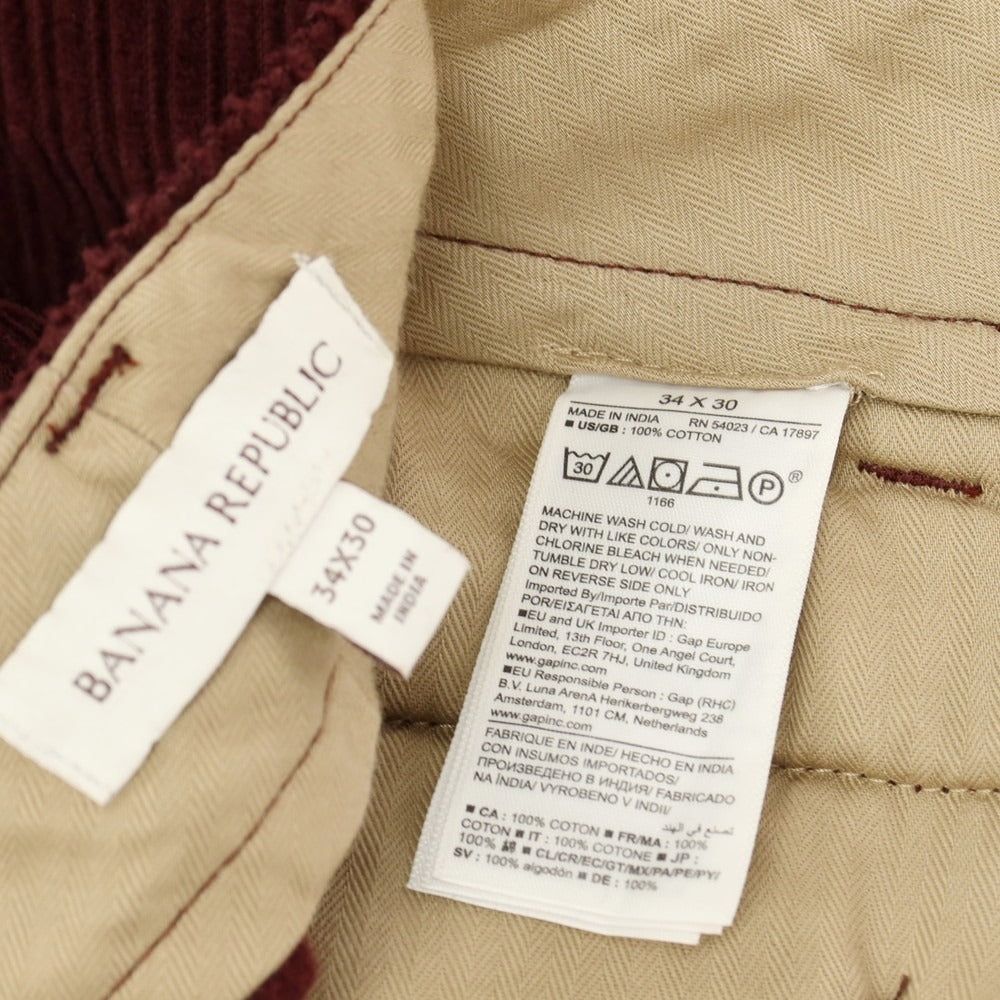 【中古】【未使用】バナナリパブリック Banana Republic コットン 太畝 コーデュロイパンツ ボルドー【サイズ34】【 状態ランクS 】【 メンズ 】