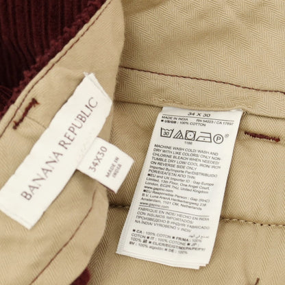 【中古】【未使用】バナナリパブリック Banana Republic コットン 太畝 コーデュロイパンツ ボルドー【サイズ34】【 状態ランクS 】【 メンズ 】
