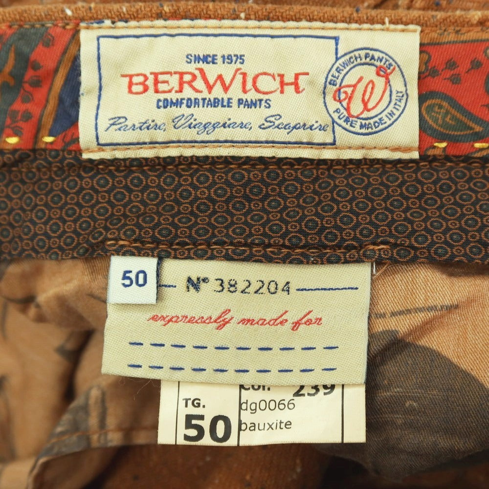 【中古】【未使用】ベルウィッチ BERWICH sc dandy コットンポリエステル カジュアルスラックスパンツ ブラウン【サイズ50】【 状態ランクS 】【 メンズ 】