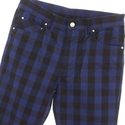 【中古】【未使用】フレッドペリー FRED PERRY コットンポリウレタン チェック 5ポケットパンツ ネイビーxブラック【サイズL】【 状態ランクS 】【 メンズ 】
