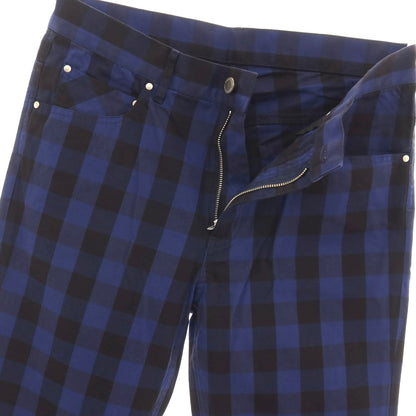 【中古】【未使用】フレッドペリー FRED PERRY コットンポリウレタン チェック 5ポケットパンツ ネイビーxブラック【サイズL】【 状態ランクS 】【 メンズ 】