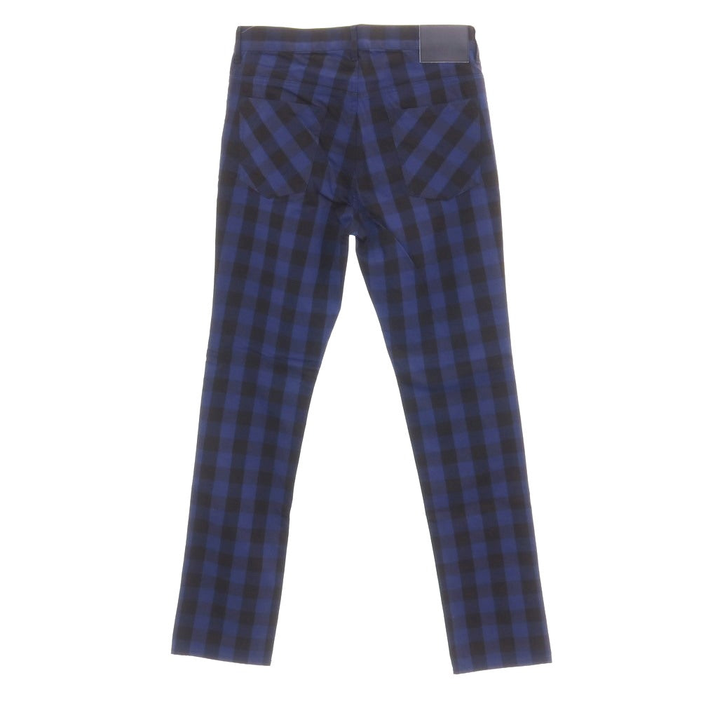 【中古】【未使用】フレッドペリー FRED PERRY コットンポリウレタン チェック 5ポケットパンツ ネイビーxブラック【サイズL】【 状態ランクS 】【 メンズ 】